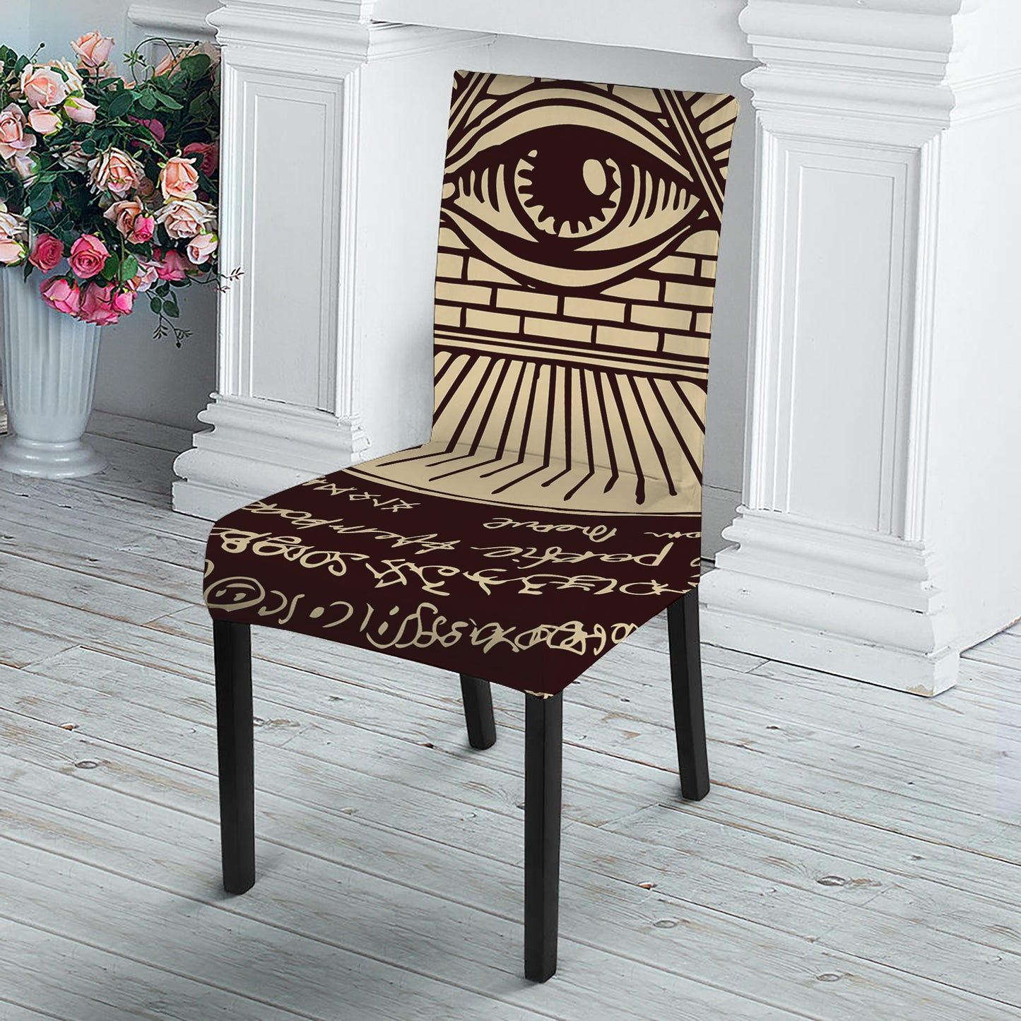 Illuminati Eye of Providence Symbol Print Dining Chair Slipcover