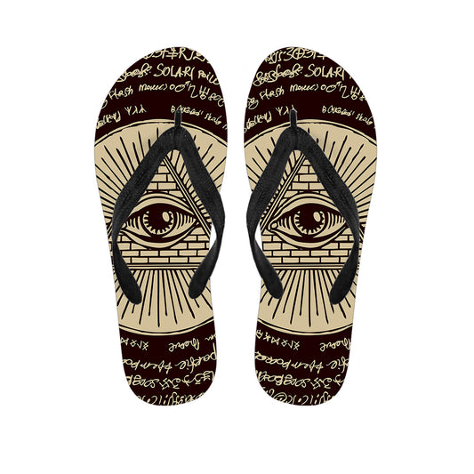 Illuminati Eye of Providence Symbol Print Flip Flops