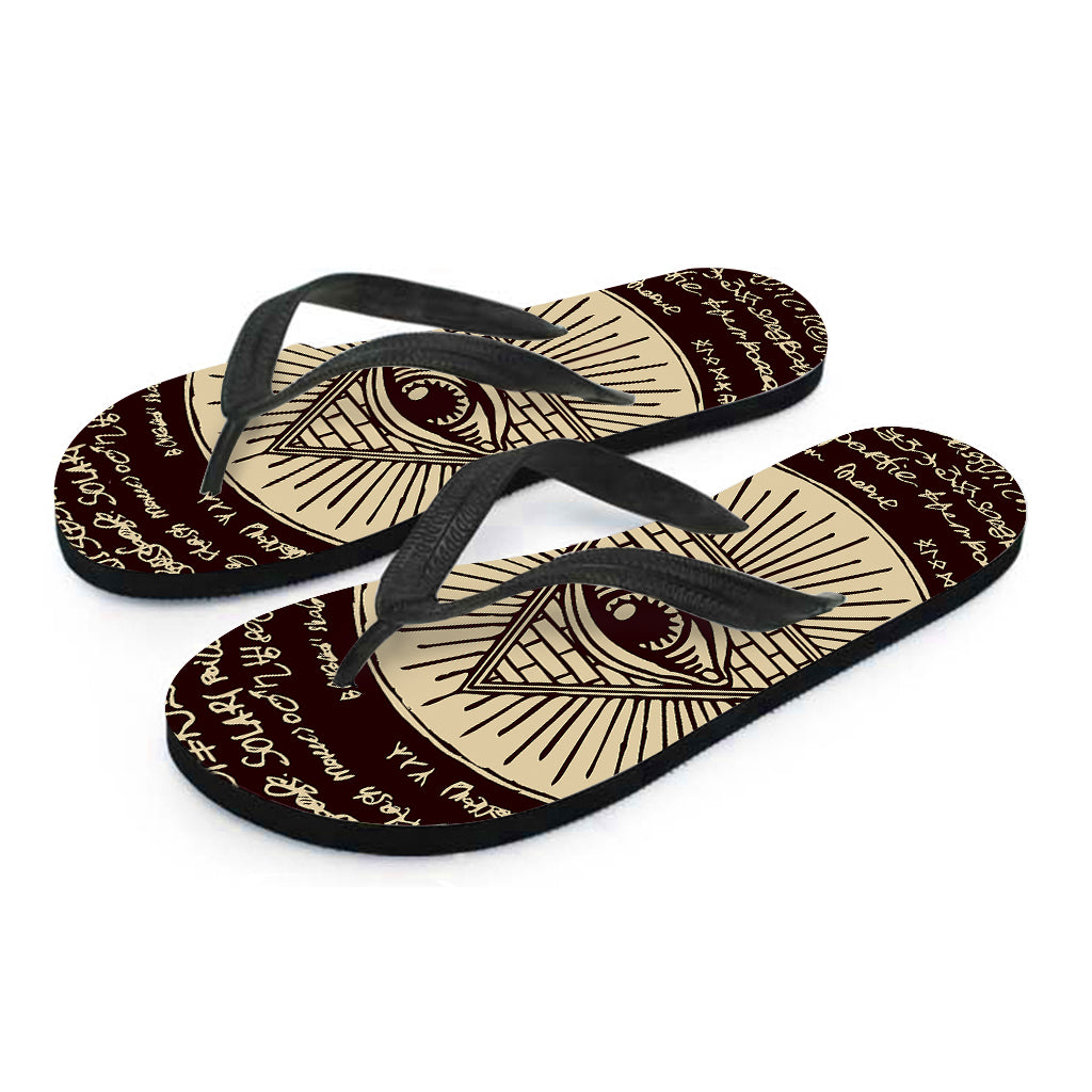 Illuminati Eye of Providence Symbol Print Flip Flops