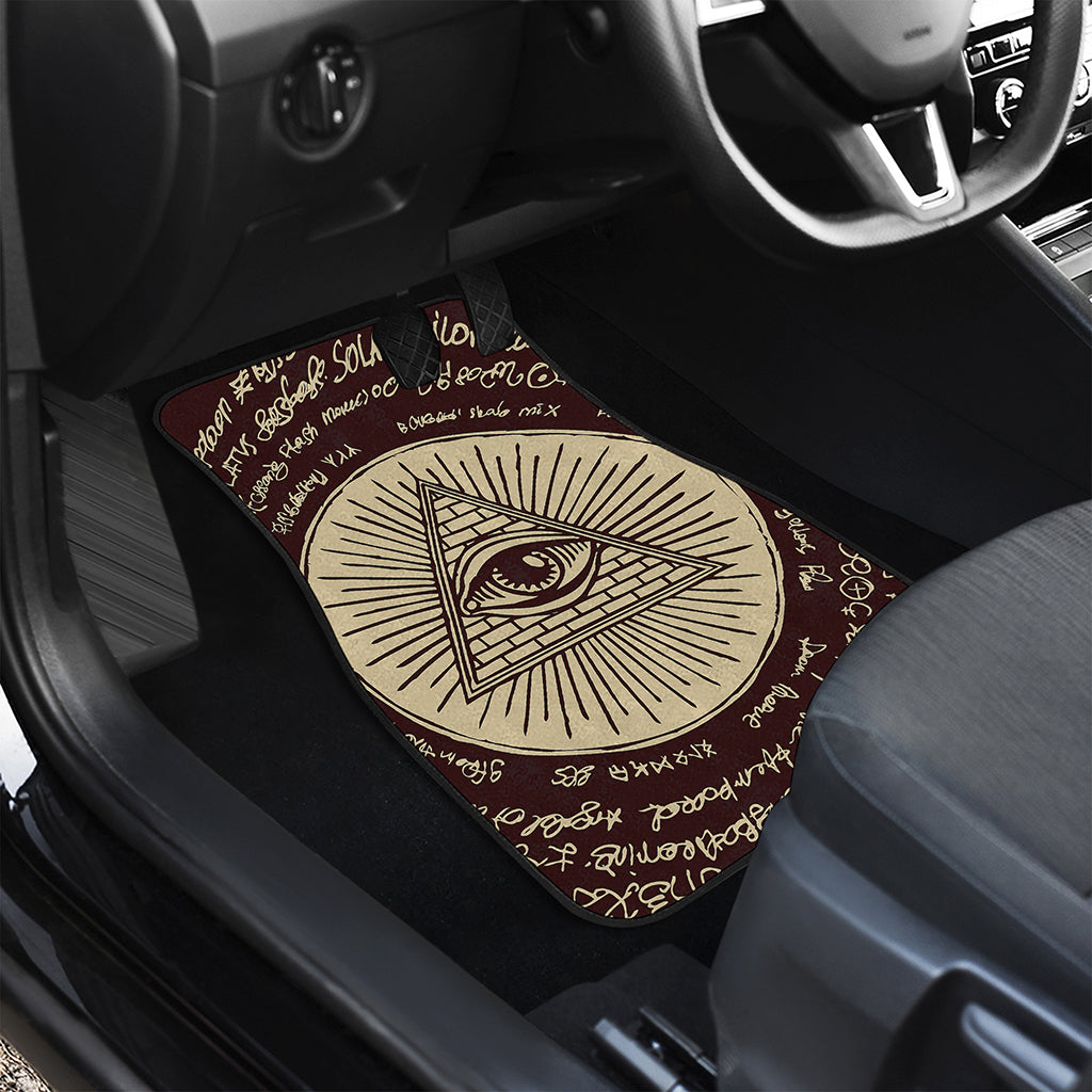 Illuminati Eye of Providence Symbol Print Front and Back Car Floor Mats