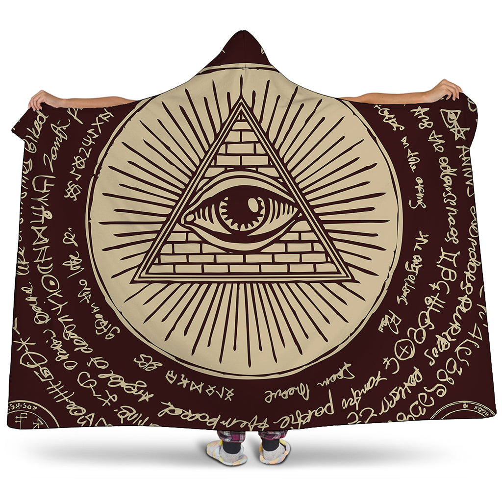 Illuminati Eye of Providence Symbol Print Hooded Blanket