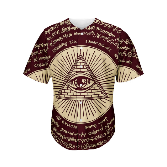Illuminati Eye of Providence Symbol Print Men's Baseball Jersey