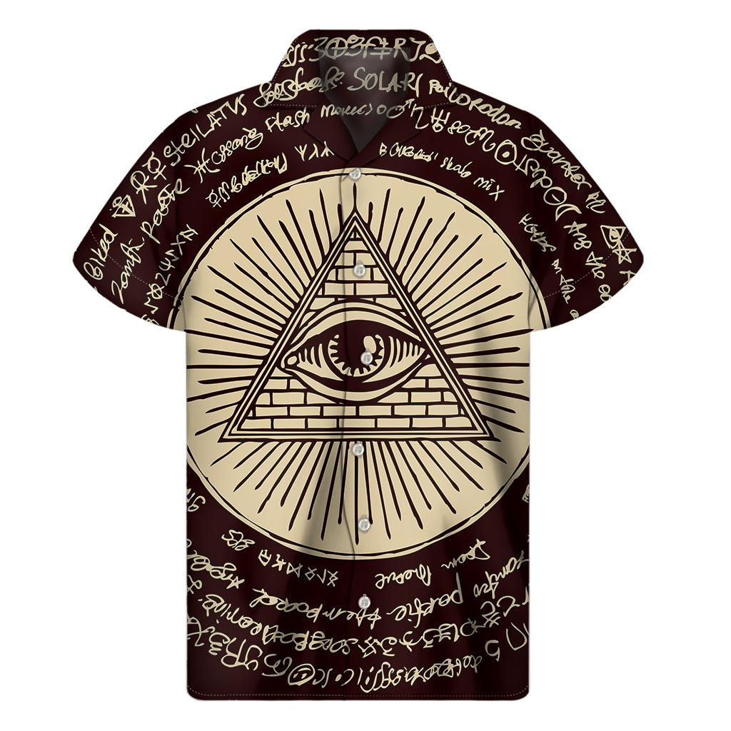 Illuminati Eye of Providence Symbol Print Men's Short Sleeve Shirt