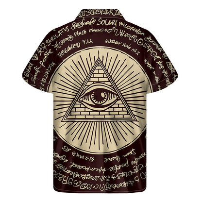 Illuminati Eye of Providence Symbol Print Men's Short Sleeve Shirt
