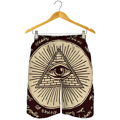 Illuminati Eye of Providence Symbol Print Men's Shorts
