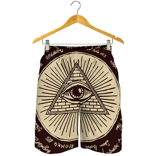 Illuminati Eye of Providence Symbol Print Men's Shorts
