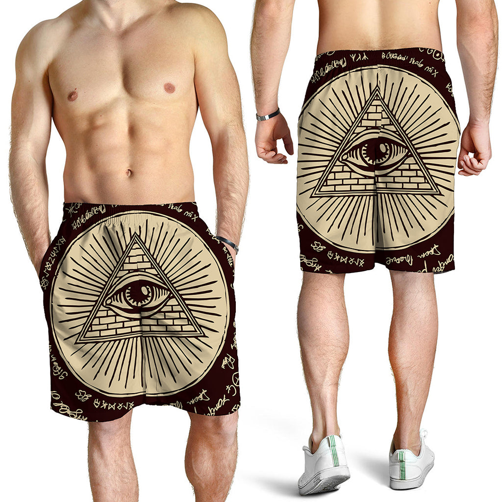 Illuminati Eye of Providence Symbol Print Men's Shorts