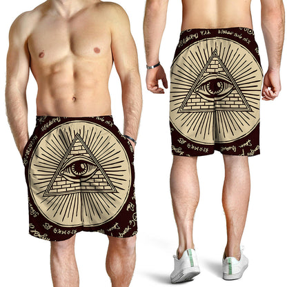Illuminati Eye of Providence Symbol Print Men's Shorts