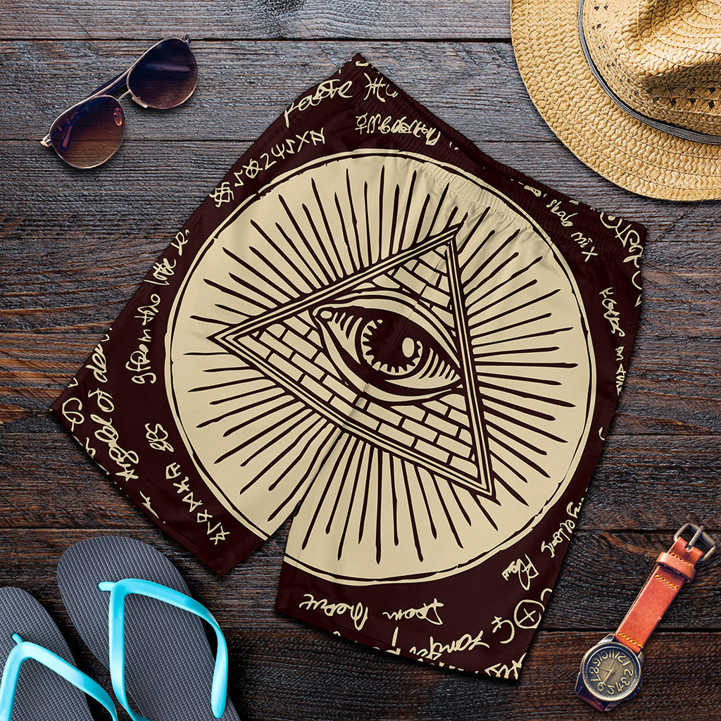 Illuminati Eye of Providence Symbol Print Men's Shorts