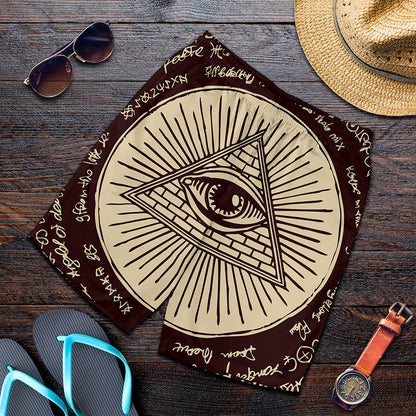 Illuminati Eye of Providence Symbol Print Men's Shorts
