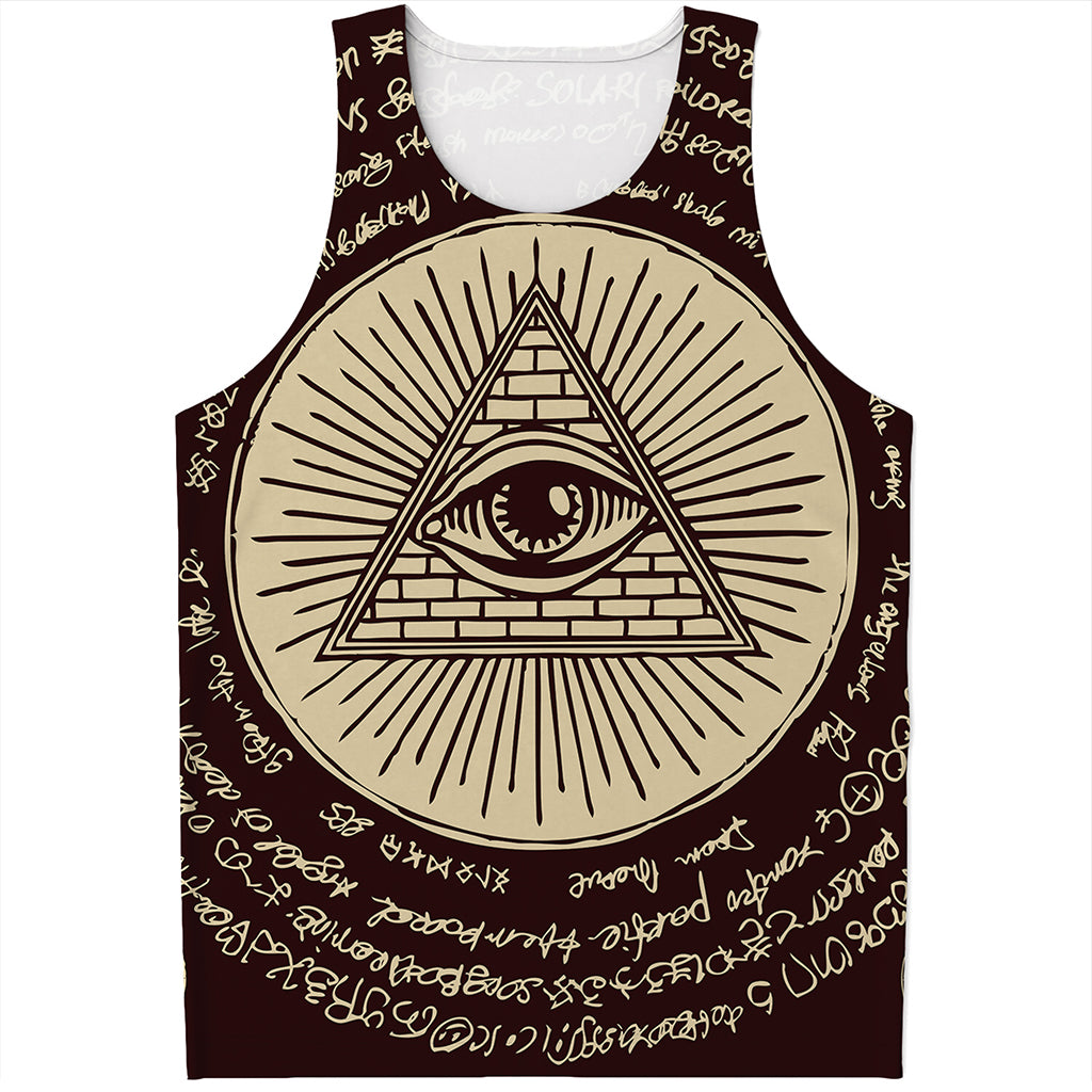 Illuminati Eye of Providence Symbol Print Men's Tank Top