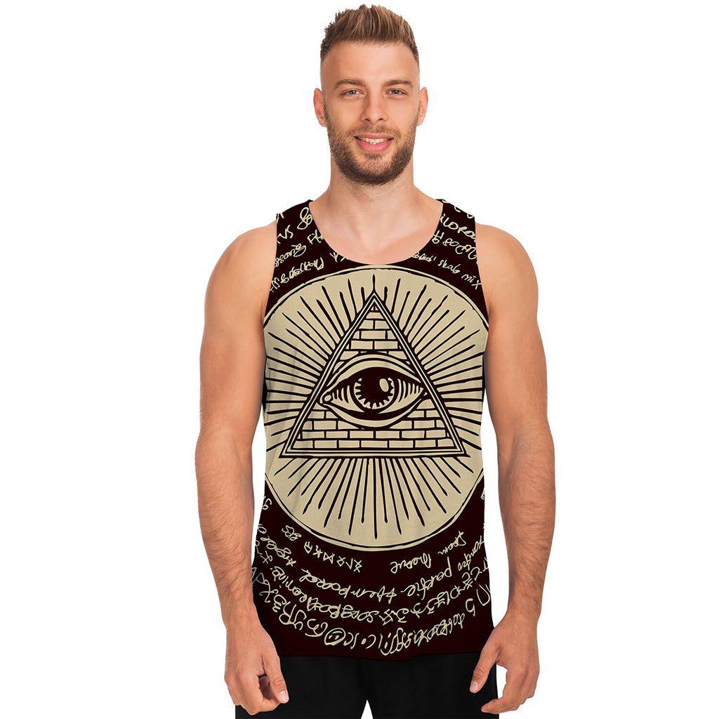 Illuminati Eye of Providence Symbol Print Men's Tank Top