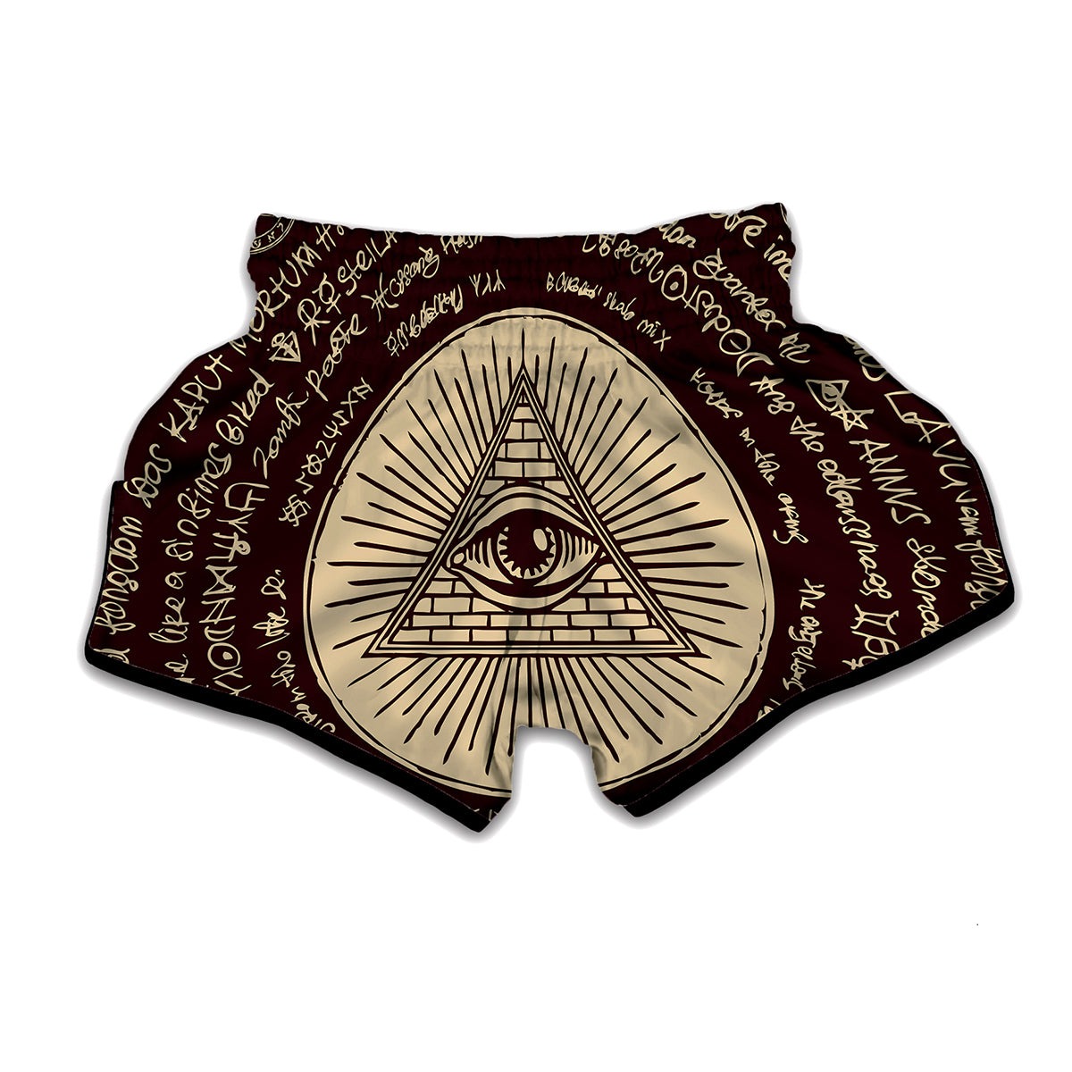 Illuminati Eye of Providence Symbol Print Muay Thai Boxing Shorts