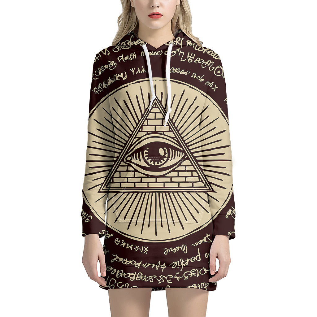 Illuminati Eye of Providence Symbol Print Pullover Hoodie Dress