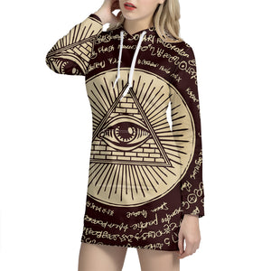 Illuminati Eye of Providence Symbol Print Pullover Hoodie Dress