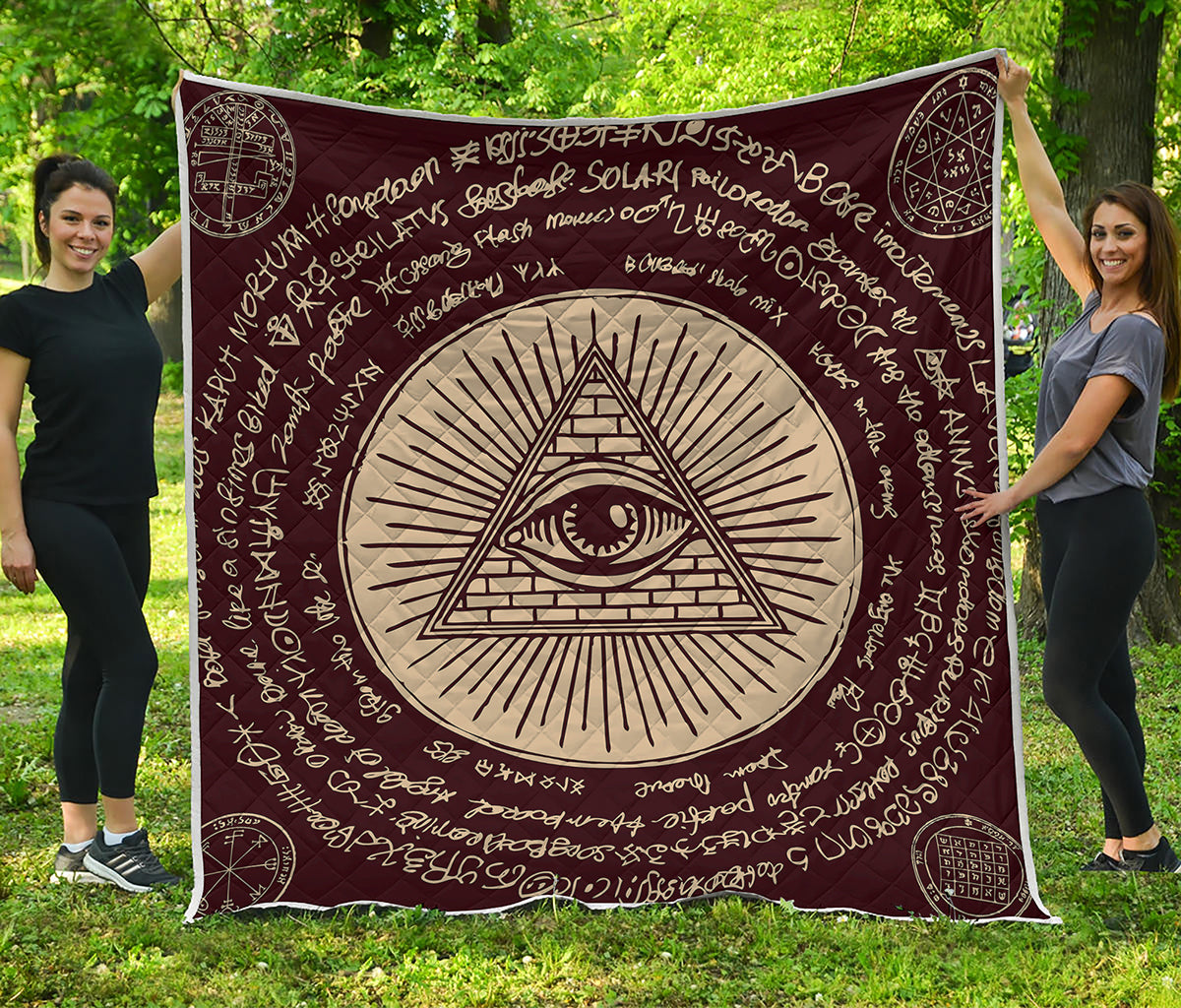 Illuminati Eye of Providence Symbol Print Quilt