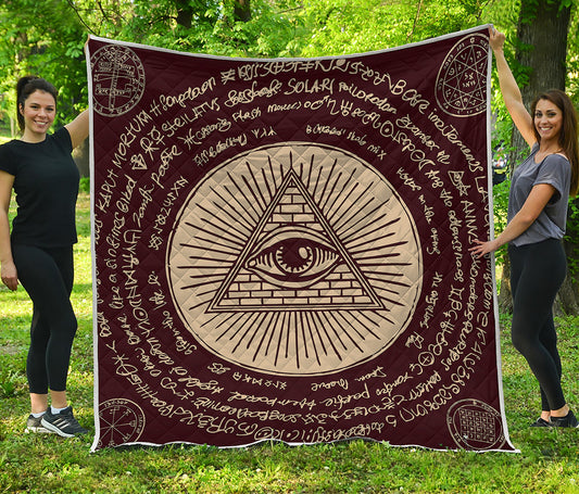 Illuminati Eye of Providence Symbol Print Quilt