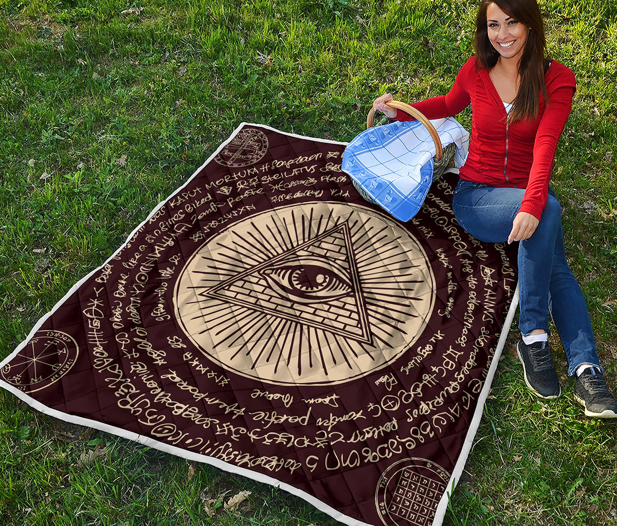 Illuminati Eye of Providence Symbol Print Quilt
