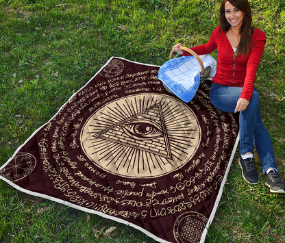 Illuminati Eye of Providence Symbol Print Quilt