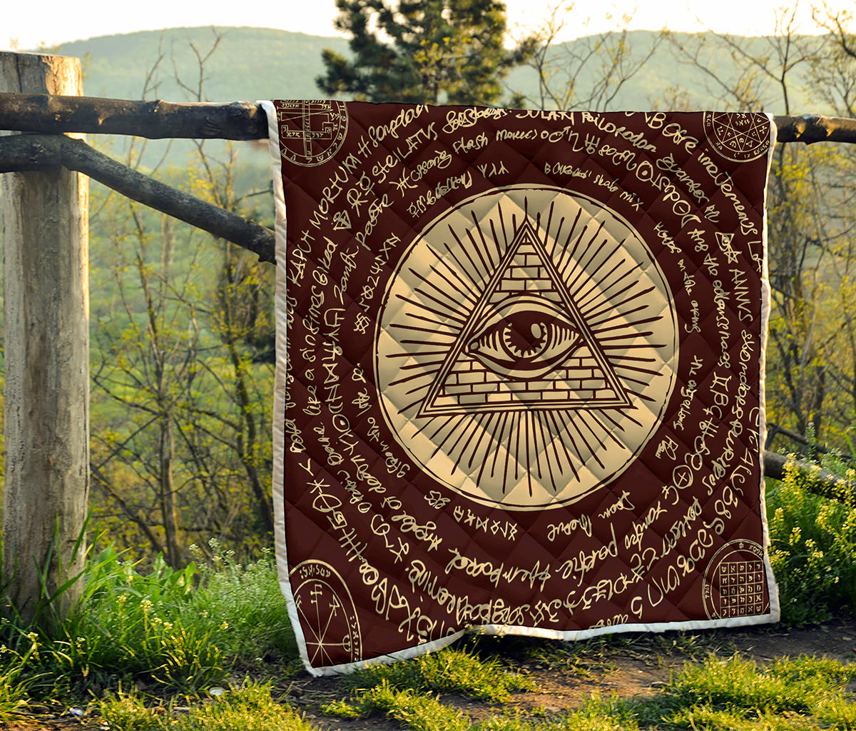 Illuminati Eye of Providence Symbol Print Quilt