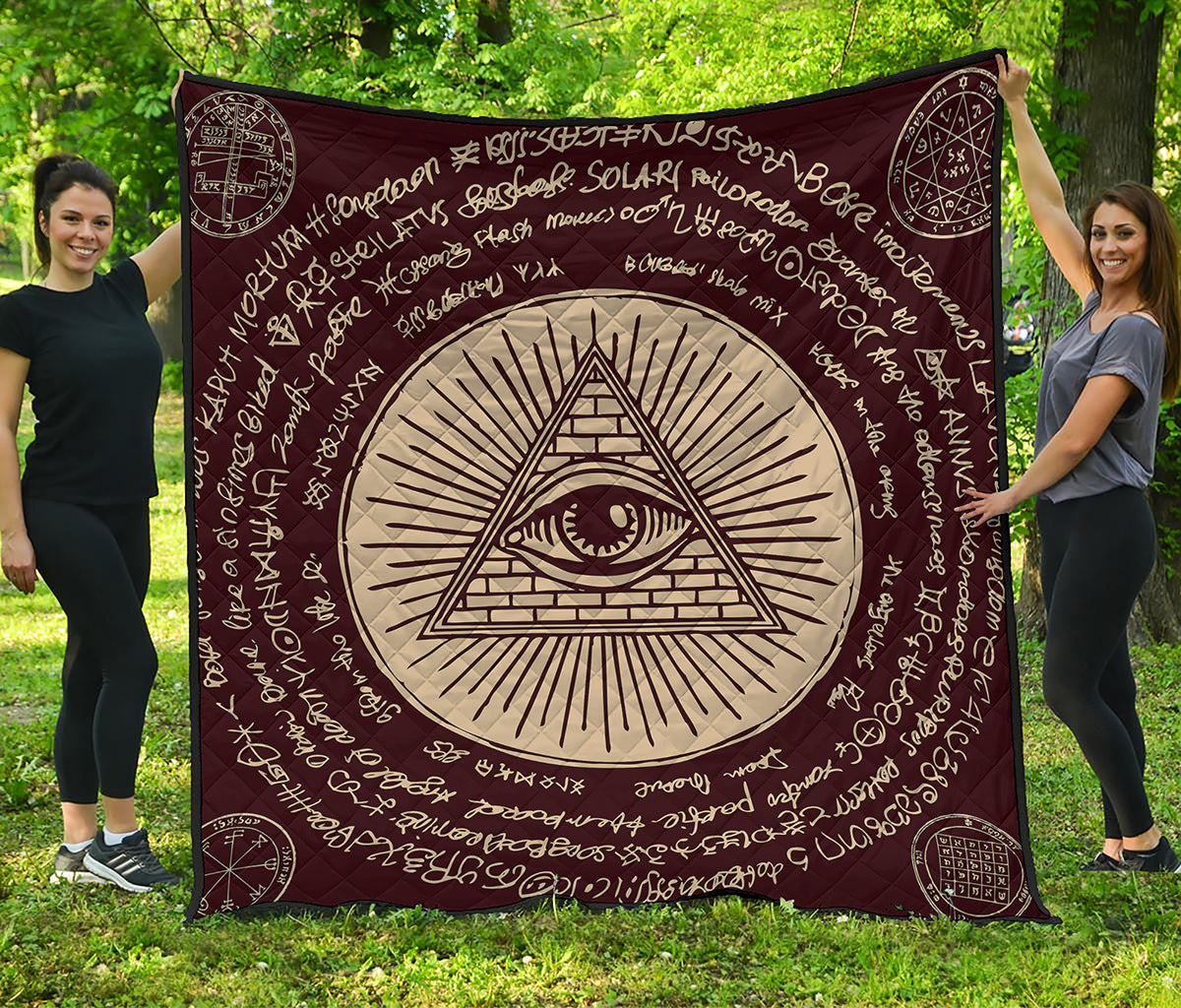 Illuminati Eye of Providence Symbol Print Quilt