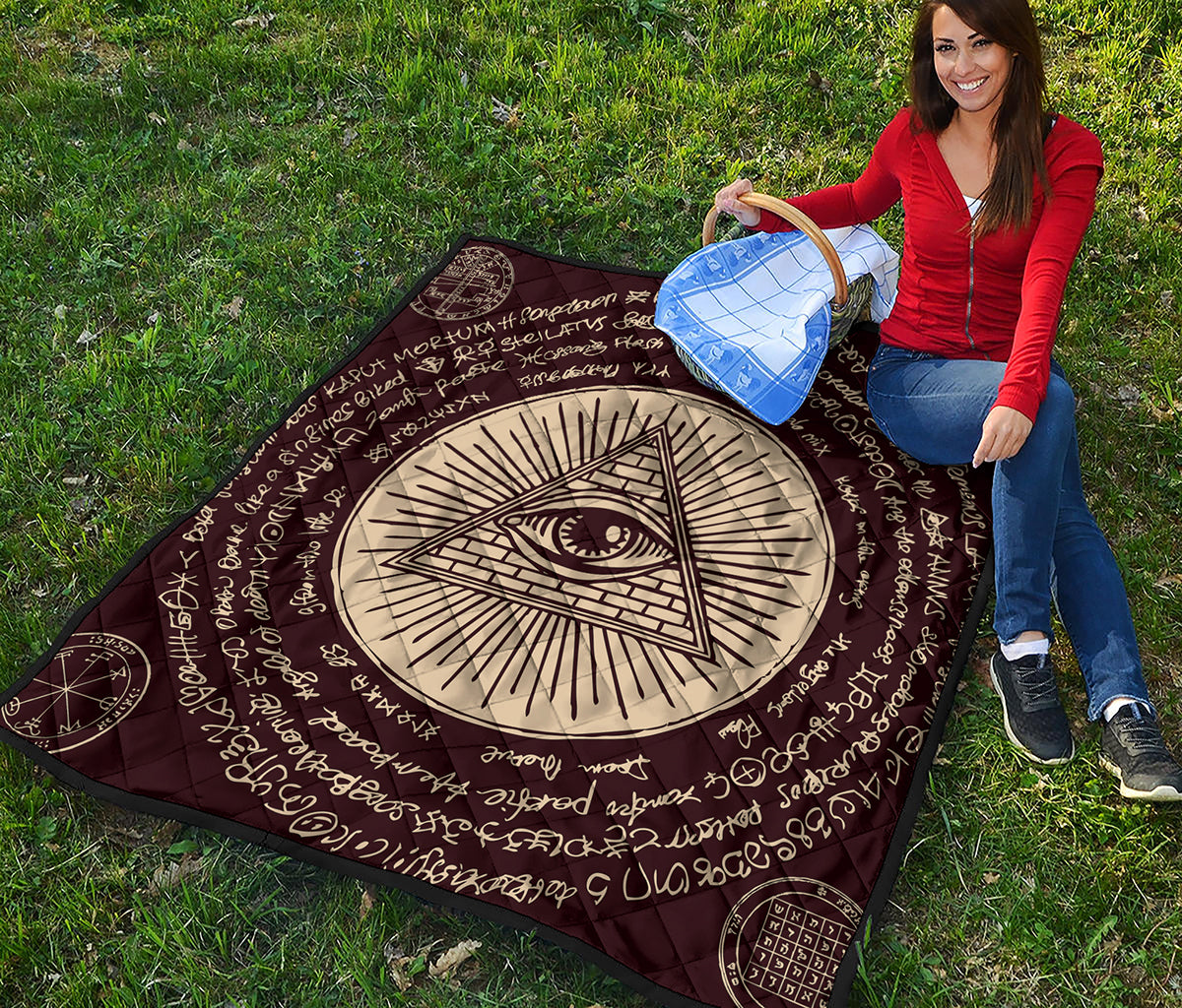 Illuminati Eye of Providence Symbol Print Quilt