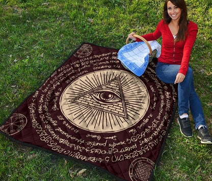 Illuminati Eye of Providence Symbol Print Quilt
