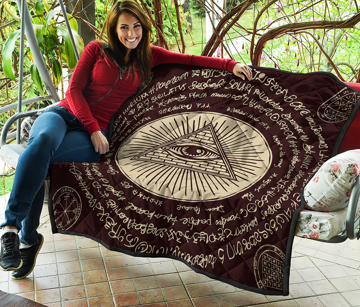 Illuminati Eye of Providence Symbol Print Quilt