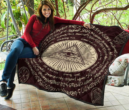 Illuminati Eye of Providence Symbol Print Quilt