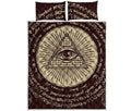 Illuminati Eye of Providence Symbol Print Quilt Bed Set