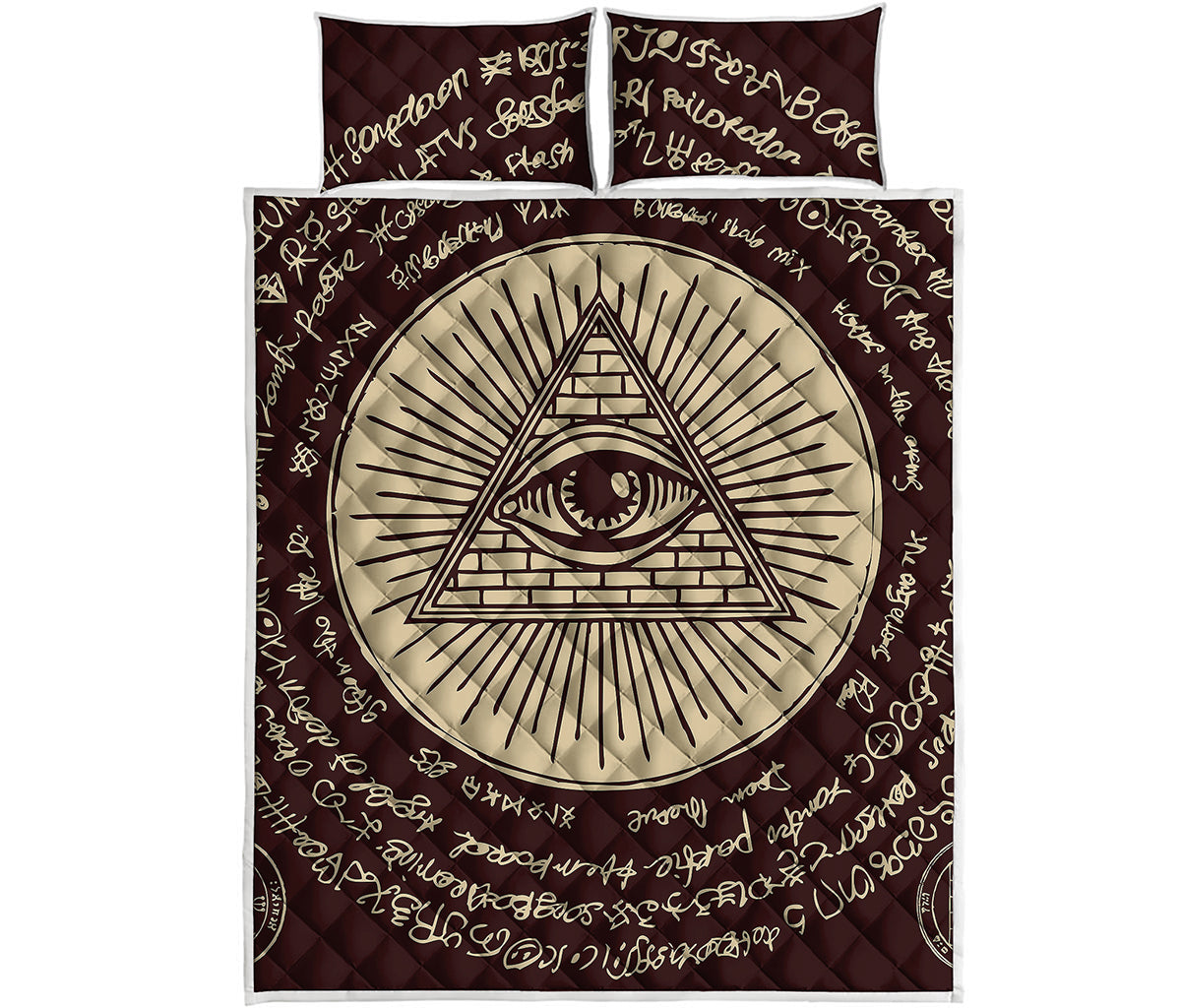 Illuminati Eye of Providence Symbol Print Quilt Bed Set
