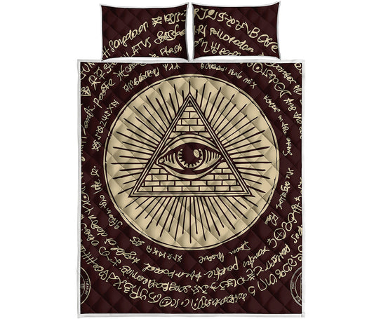 Illuminati Eye of Providence Symbol Print Quilt Bed Set