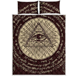 Illuminati Eye of Providence Symbol Print Quilt Bed Set