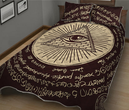 Illuminati Eye of Providence Symbol Print Quilt Bed Set