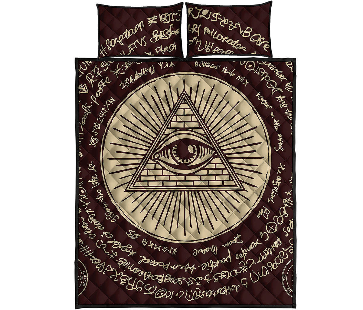 Illuminati Eye of Providence Symbol Print Quilt Bed Set