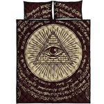 Illuminati Eye of Providence Symbol Print Quilt Bed Set