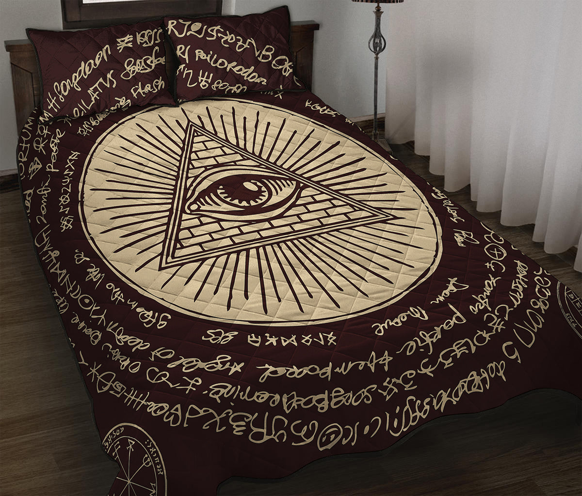 Illuminati Eye of Providence Symbol Print Quilt Bed Set