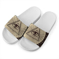 Eye of Providence Symbol Print White Slide Sandals