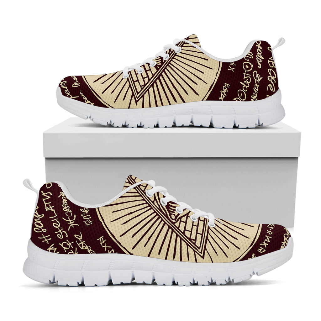 Illuminati Eye of Providence Symbol Print White Sneakers
