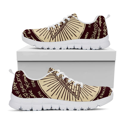Illuminati Eye of Providence Symbol Print White Sneakers