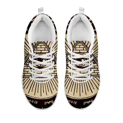 Illuminati Eye of Providence Symbol Print White Sneakers