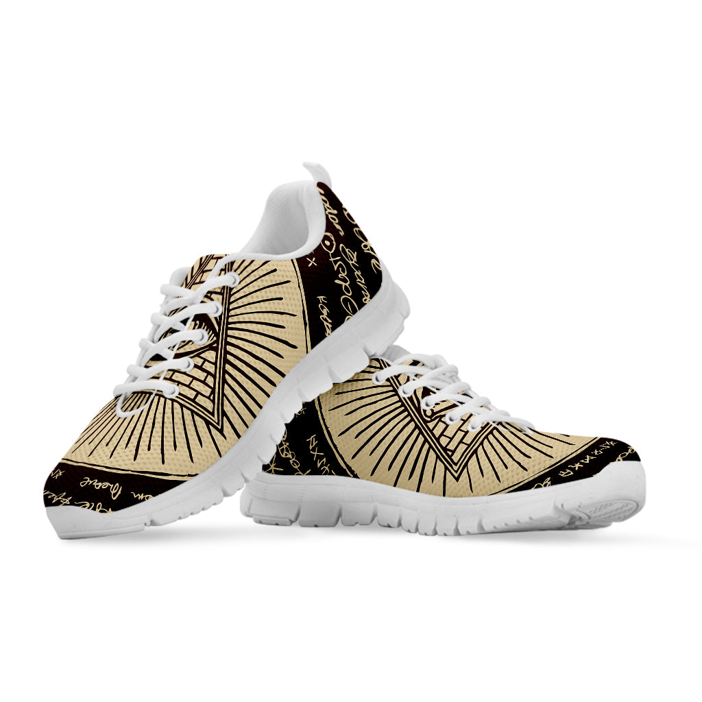 Illuminati Eye of Providence Symbol Print White Sneakers