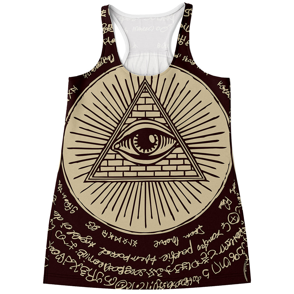 Illuminati Eye of Providence Symbol Print Women's Racerback Tank Top