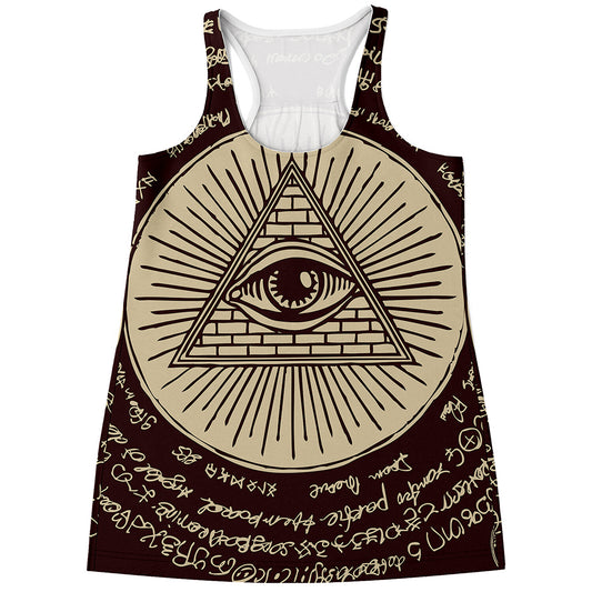 Illuminati Eye of Providence Symbol Print Women's Racerback Tank Top