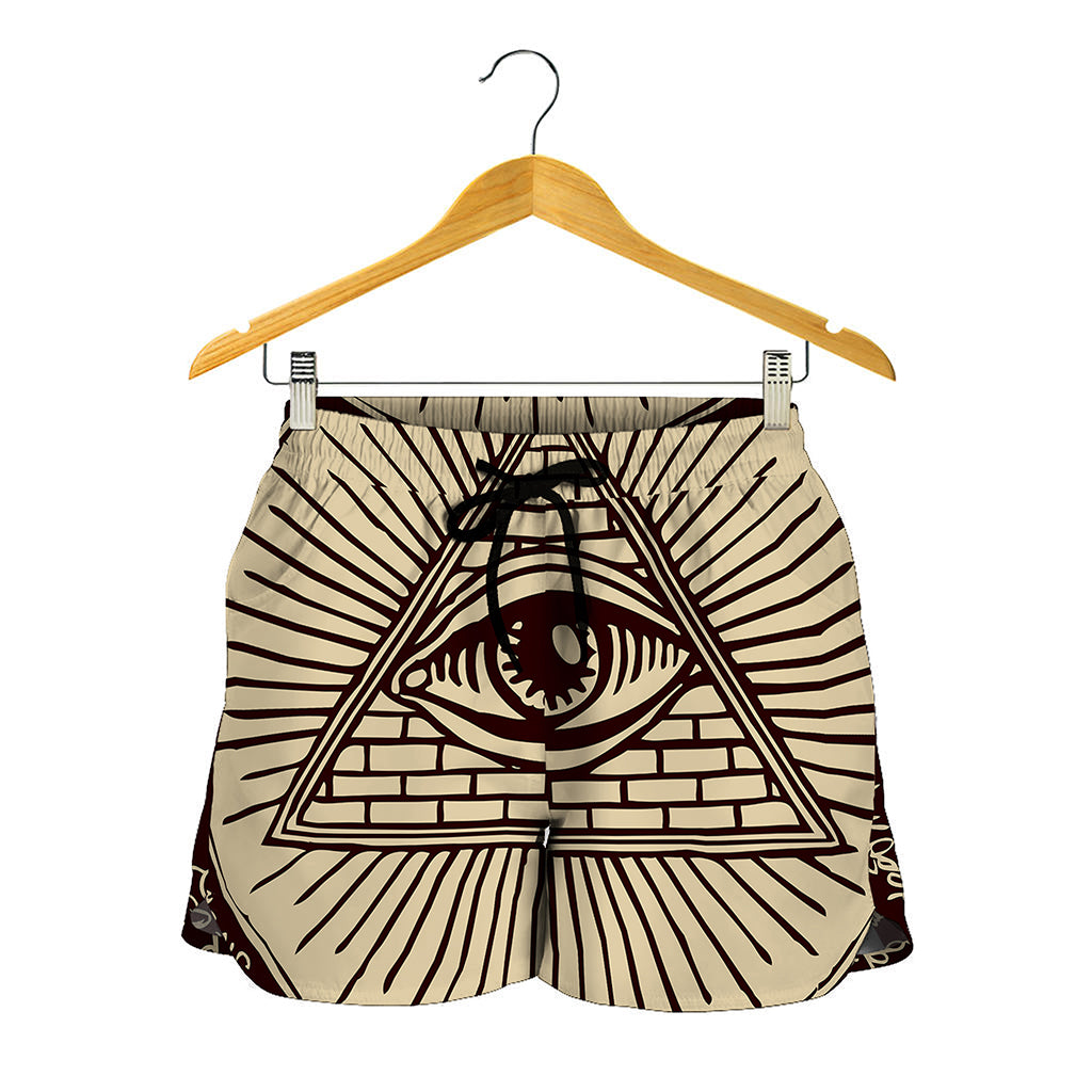 Illuminati Eye of Providence Symbol Print Women's Shorts