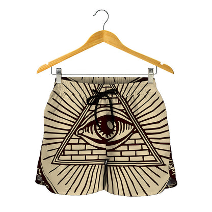 Illuminati Eye of Providence Symbol Print Women's Shorts