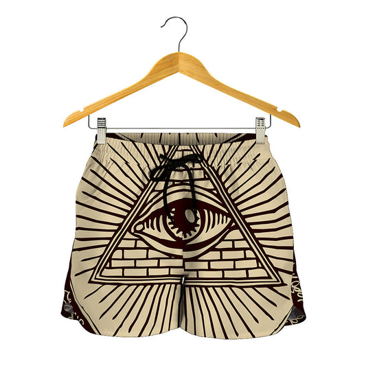 Illuminati Eye of Providence Symbol Print Women's Shorts