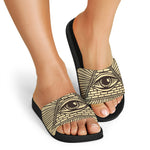 Illuminati Eye Print Black Slide Sandals