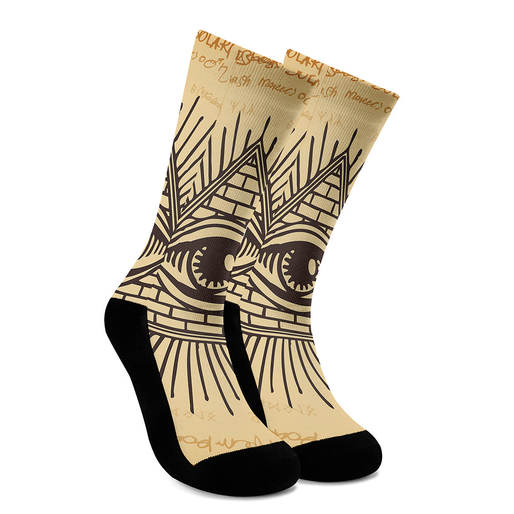 Illuminati Eye Print Crew Socks