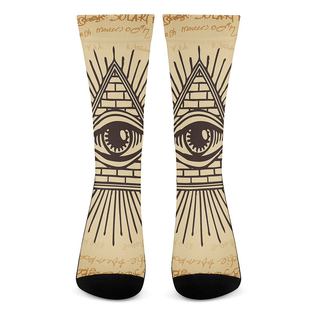 Illuminati Eye Print Crew Socks
